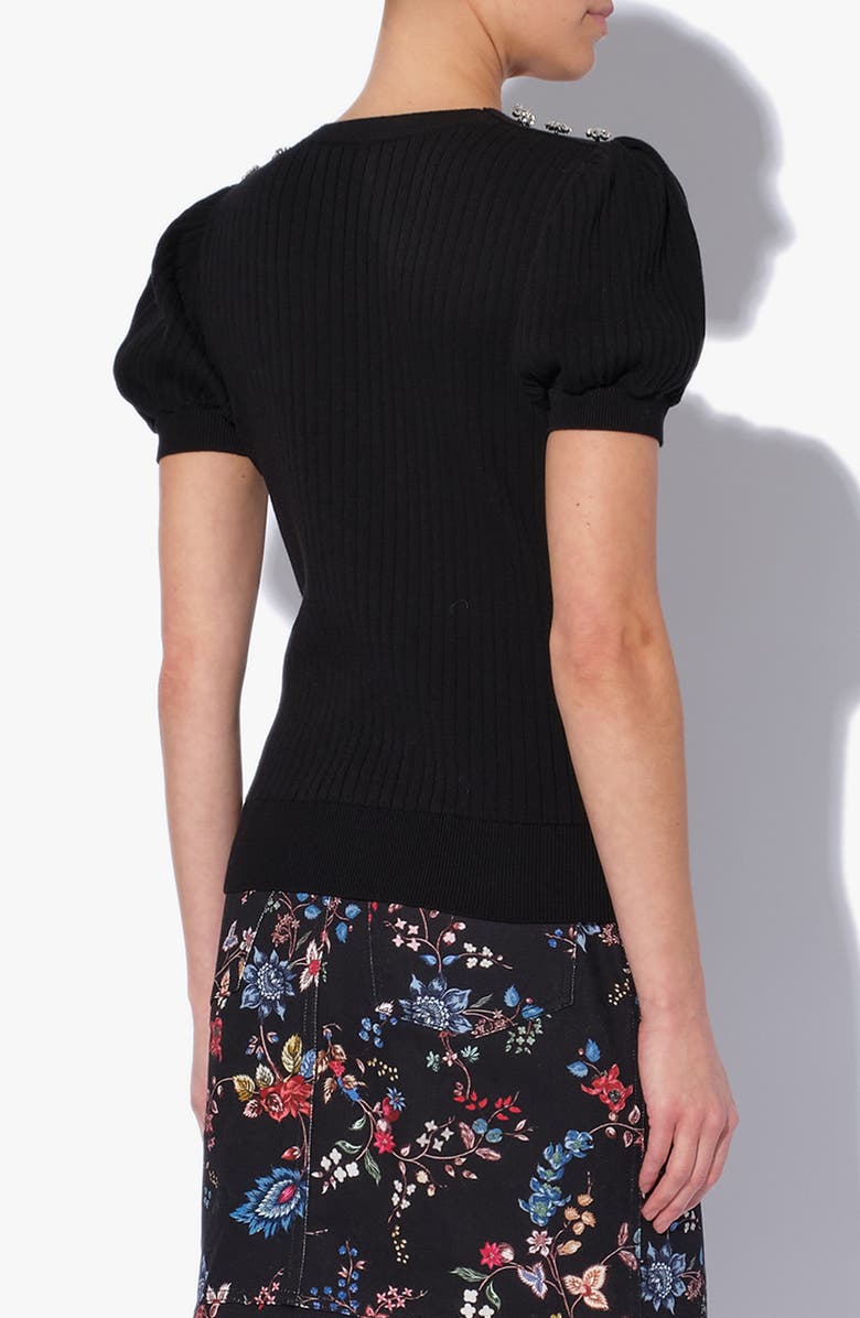 Erdem Belva Short Sleeve Cotton & Cashmer Sweater, Alternate, color,