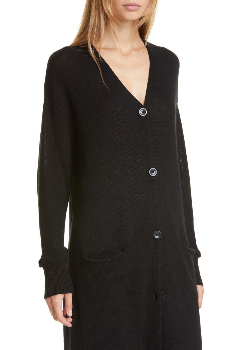 Long Cashmere Cardigan, Alternate, color, BLACK