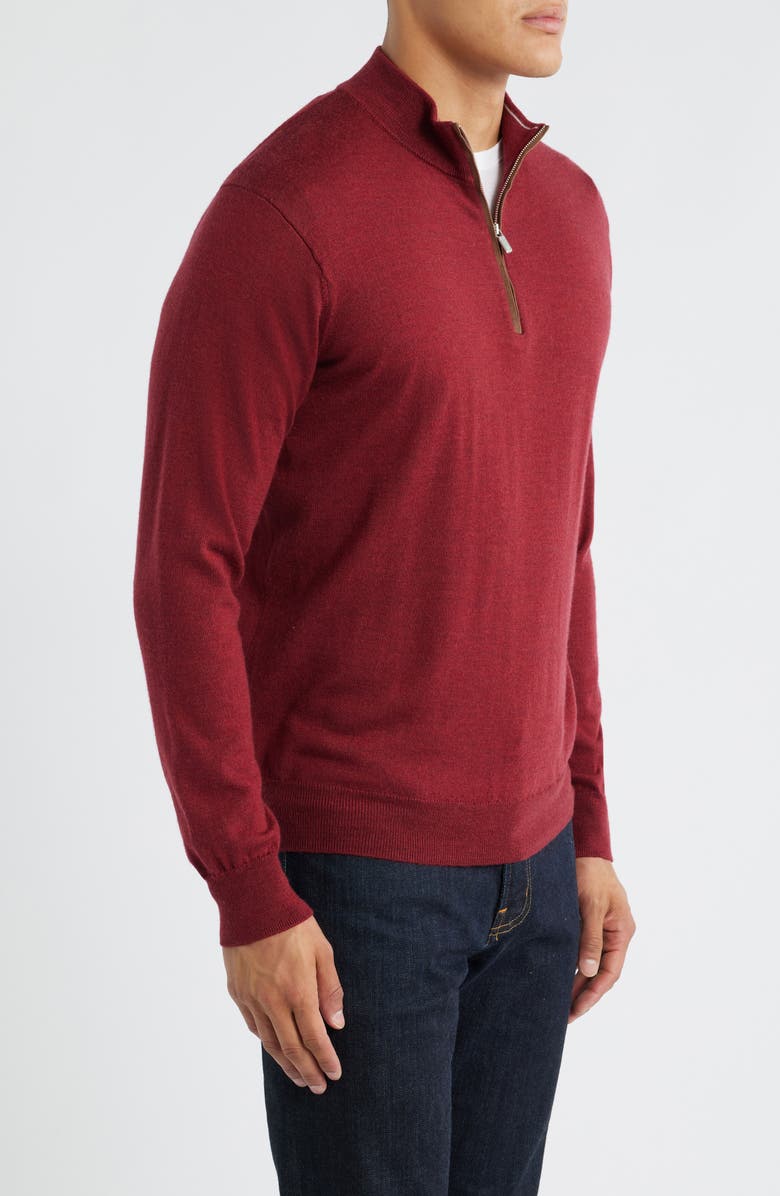 Peter Millar Autumn Crest Merino Wool Blend Quarter Zip Sweater, Alternate, color, Brick Red