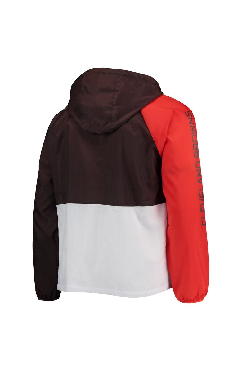 Tommy Hilfiger Men's Tommy Hilfiger Brown/Orange Cleveland Browns Raglan Half-Zip Pullover Top, Alternate, color, Brown