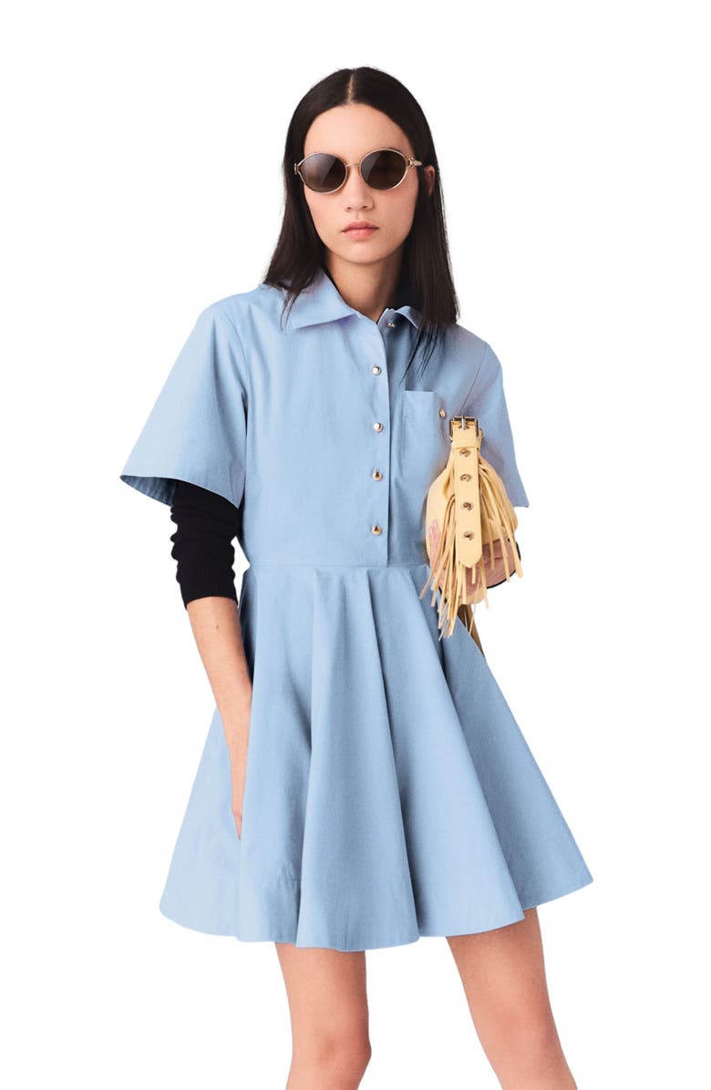 maje Flared shirt dress, Alternate, color, Blue Sky