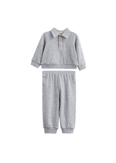Jacob Long Sleeve Solid Collared Sweatshirt and Jogger Set