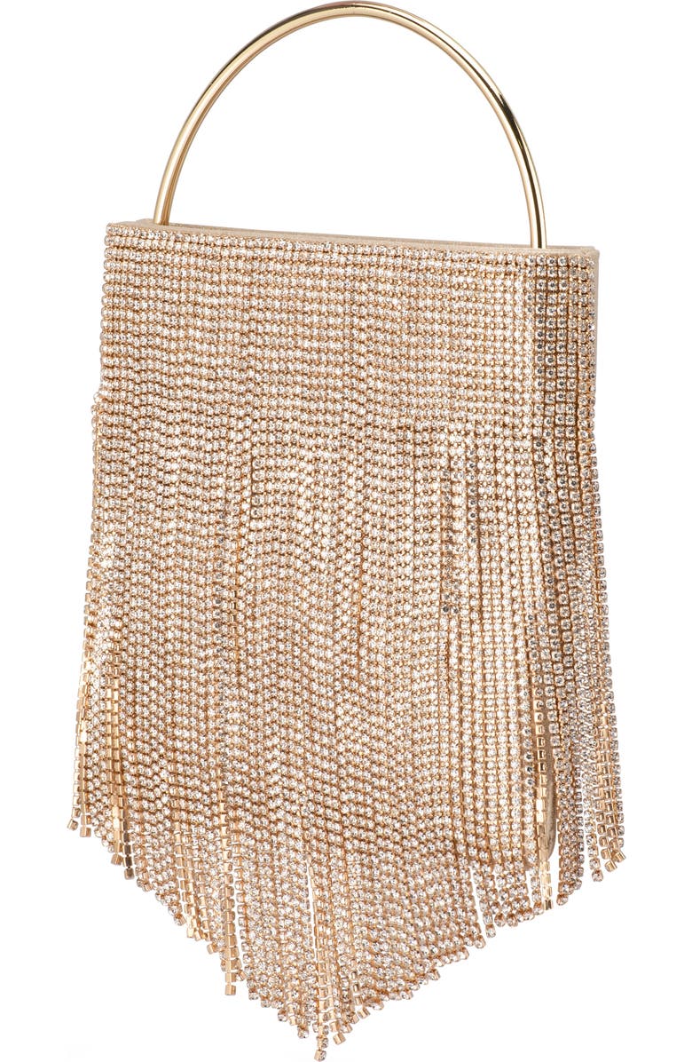 Olga Berg Adina Crystal Fringe Clutch, Alternate, color, Champagne