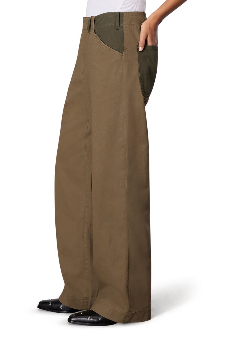 rag & bone Banks High Waist Two-Tone Cotton Pants, Alternate, color, Army