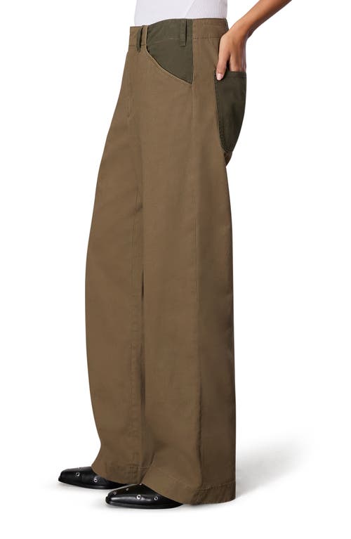 Rag & Bone Banks High Waist Two-tone Cotton Pants In Army