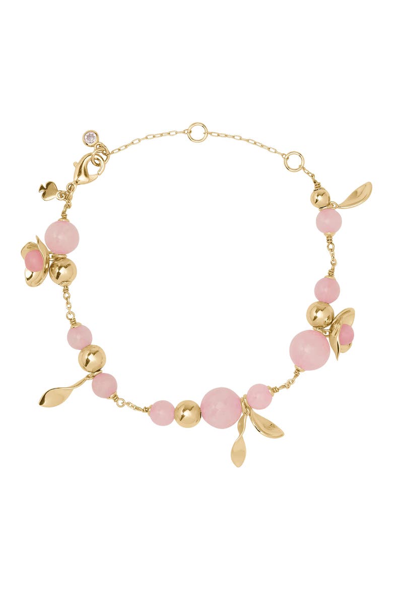 gilded garden flower charm bracelet, Main, color, BLUSH