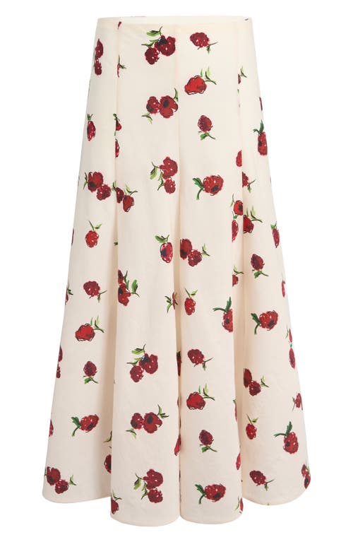 Khaite Lenno Raspberry Print Organza Midi Skirt