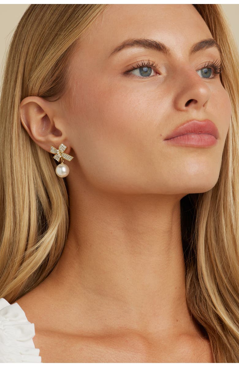 Untamed Petals Jenny Bow Earrings, Alternate, color, Gold