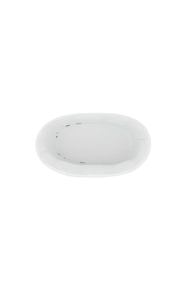 Foreside Home and Garden Embossed Blue Floral Metal Planter Bathtub Soap Dish Holder 3.74" x 6.1", Alternate, color, Blue