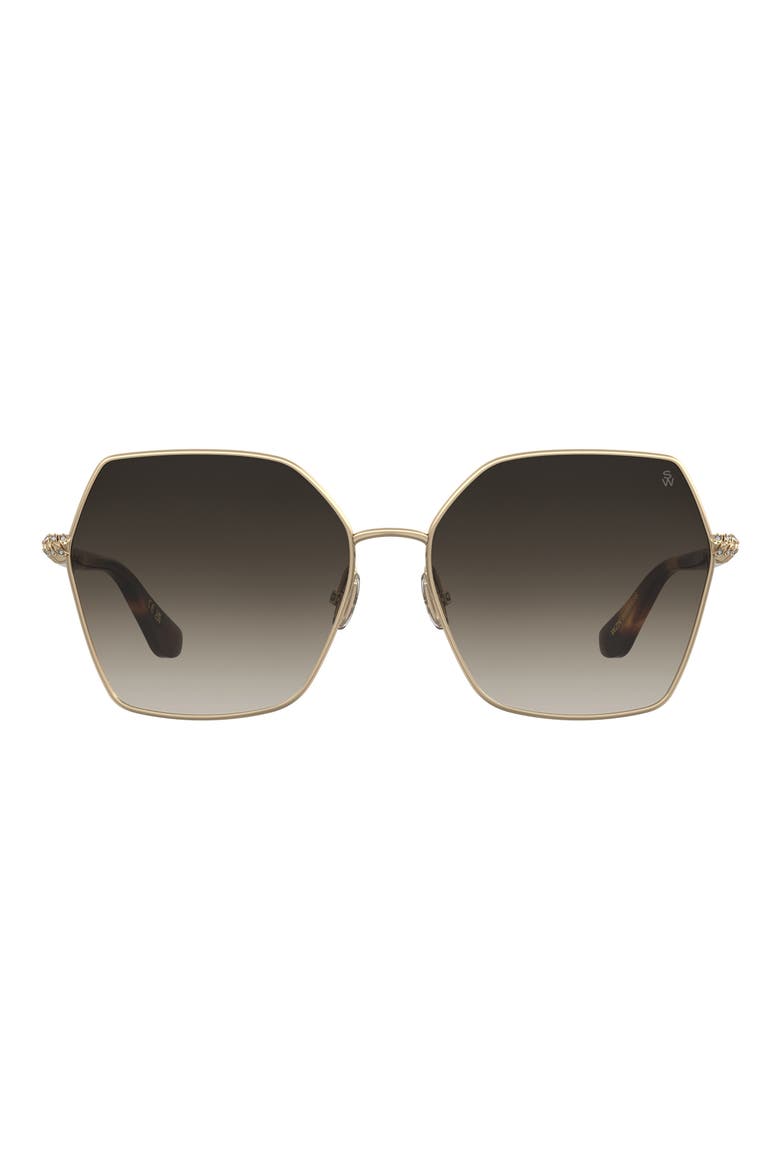 60mm Gradient Square Sunglasses, Main, color, GOLD/ BROWN SF