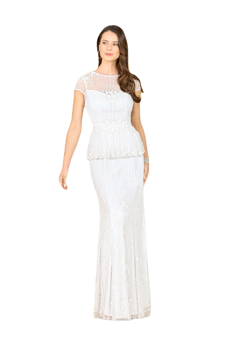 LARA New York Peplum Beaded Bridal Gown, Main, color,
