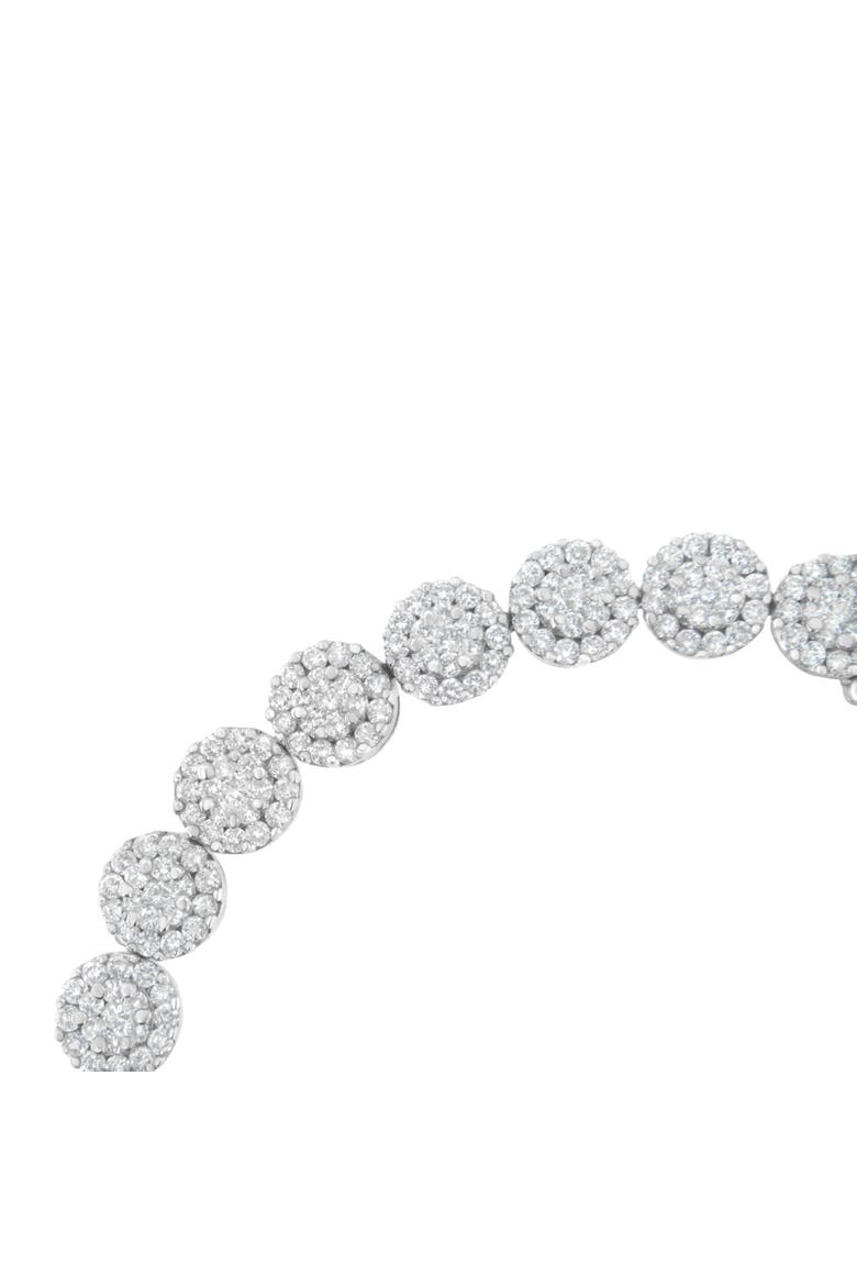 14K White Gold 3-3/4 Cttw Diamond Cluster Links Tennis Bracelet, Alternate, color, White
