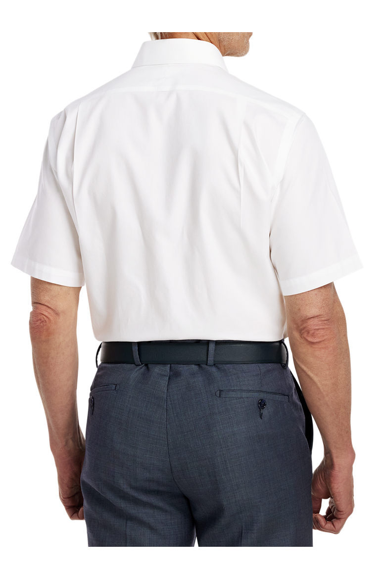 Non-iron Cotton Pinpoint Solid Point Collar Short Sleeve Dress Shirt, Alternate, color, White