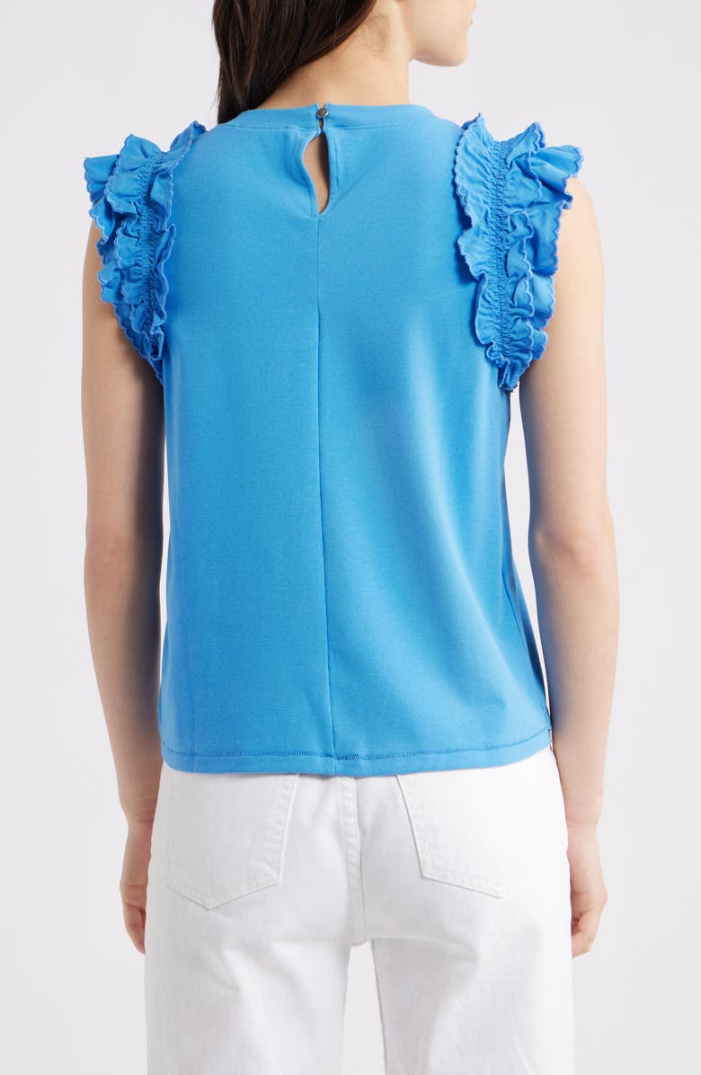 Wit & Wisdom Ruffle Sleeve Top, Main, color, Cerulean Blue