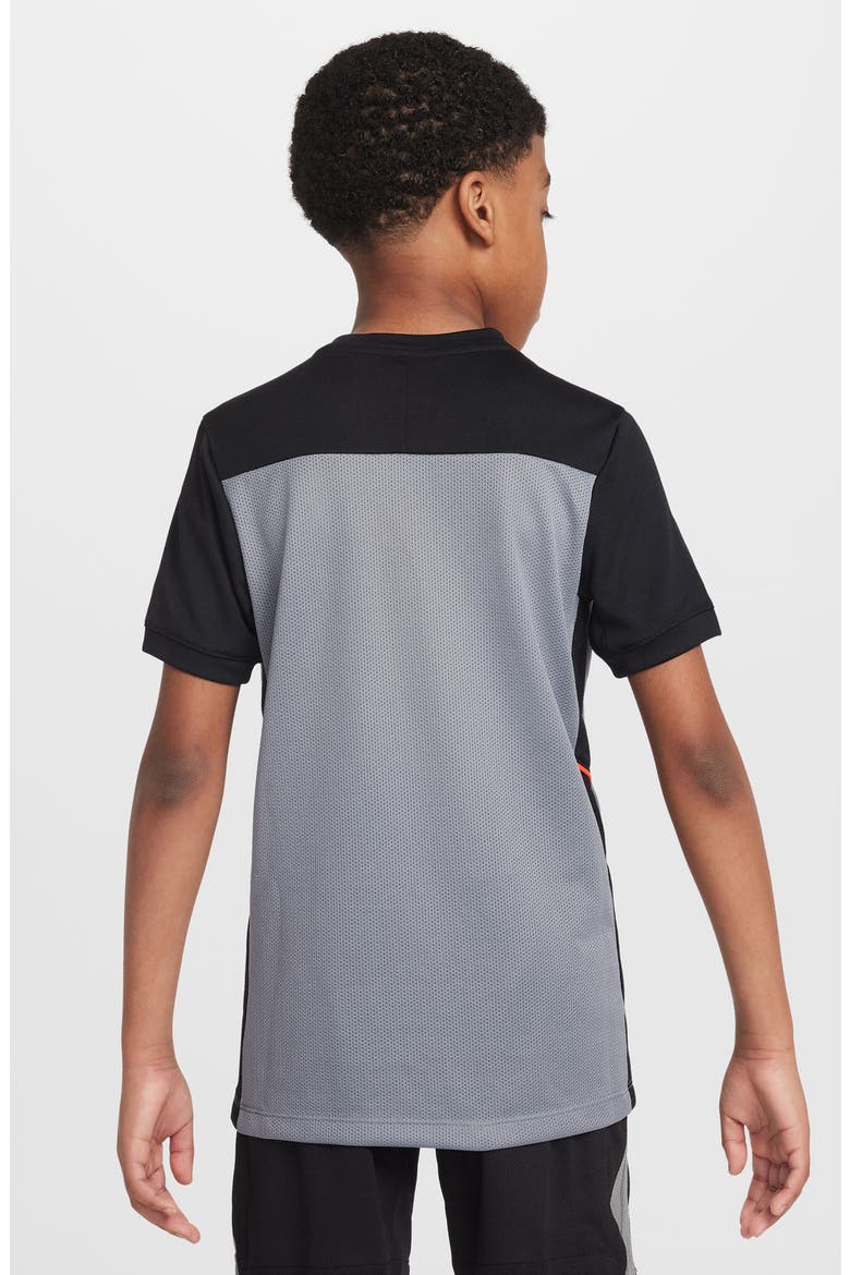Kids' Dri-FIT Academy Soccer T-Shirt, Alternate, color, COOL GREY/ BLACK/ CRIMSON