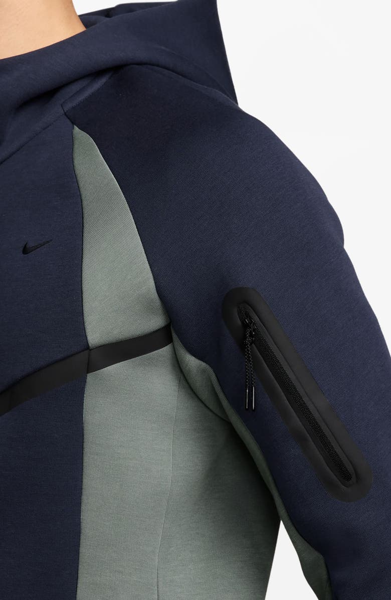 Nike Tech Colorblock Full Zip Fleece Windrunner Jacket, Alternate, color, Obsidian/ Clay Green