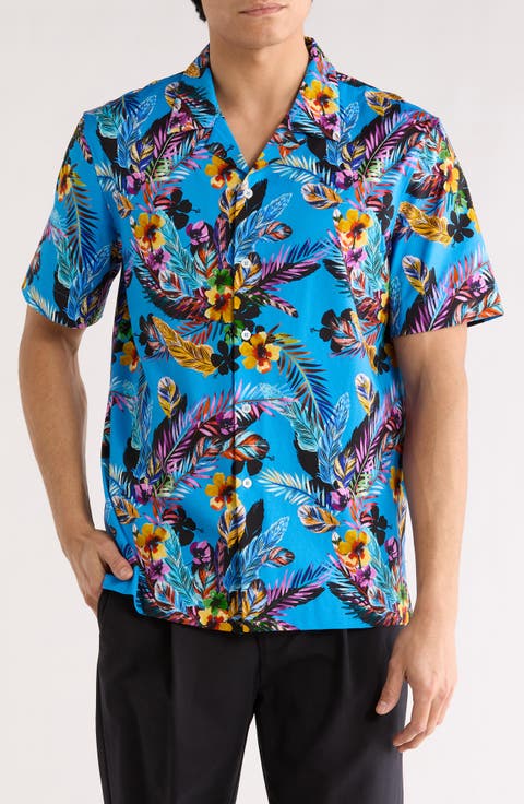 Cole OoohCotton® Woven Print Short Sleeve Button-Up Shirt