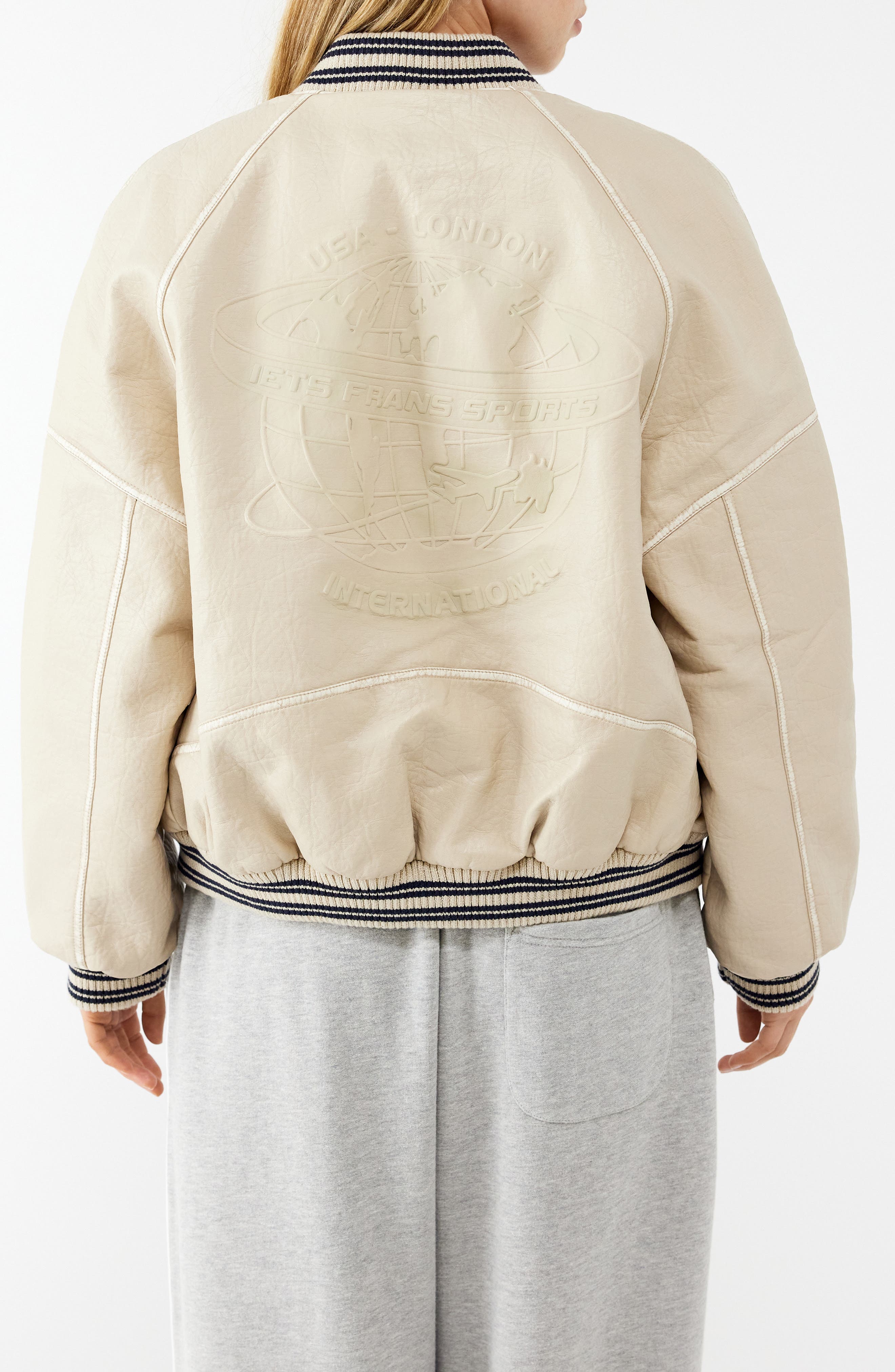 Varsity Faux Leather Bomber Jacket - image 2