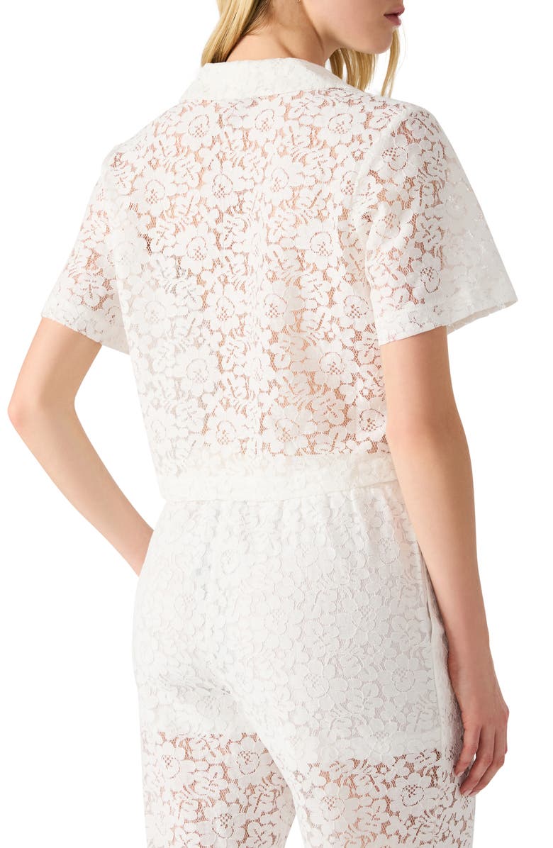 Steve Madden Sandra Lace Crop Button-Up Shirt, Alternate, color, Antique