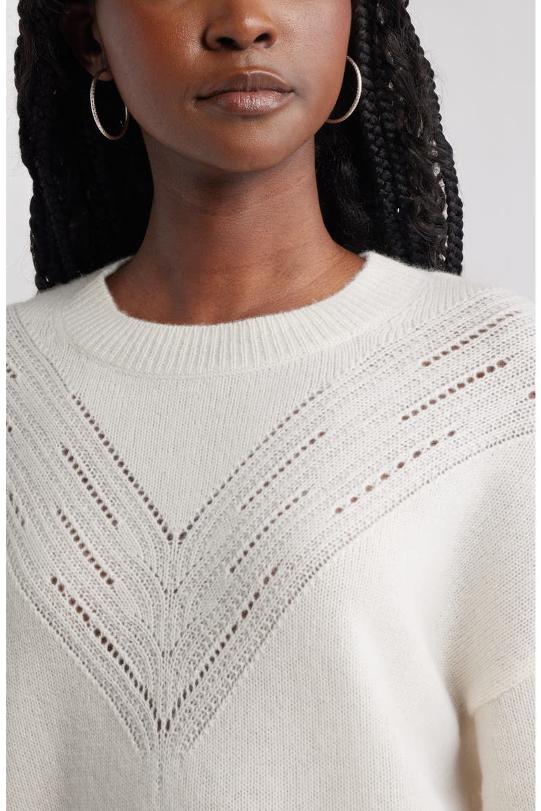Pointelle Wool & Cashmere Sweater, Alternate, color, IVORY DOVE