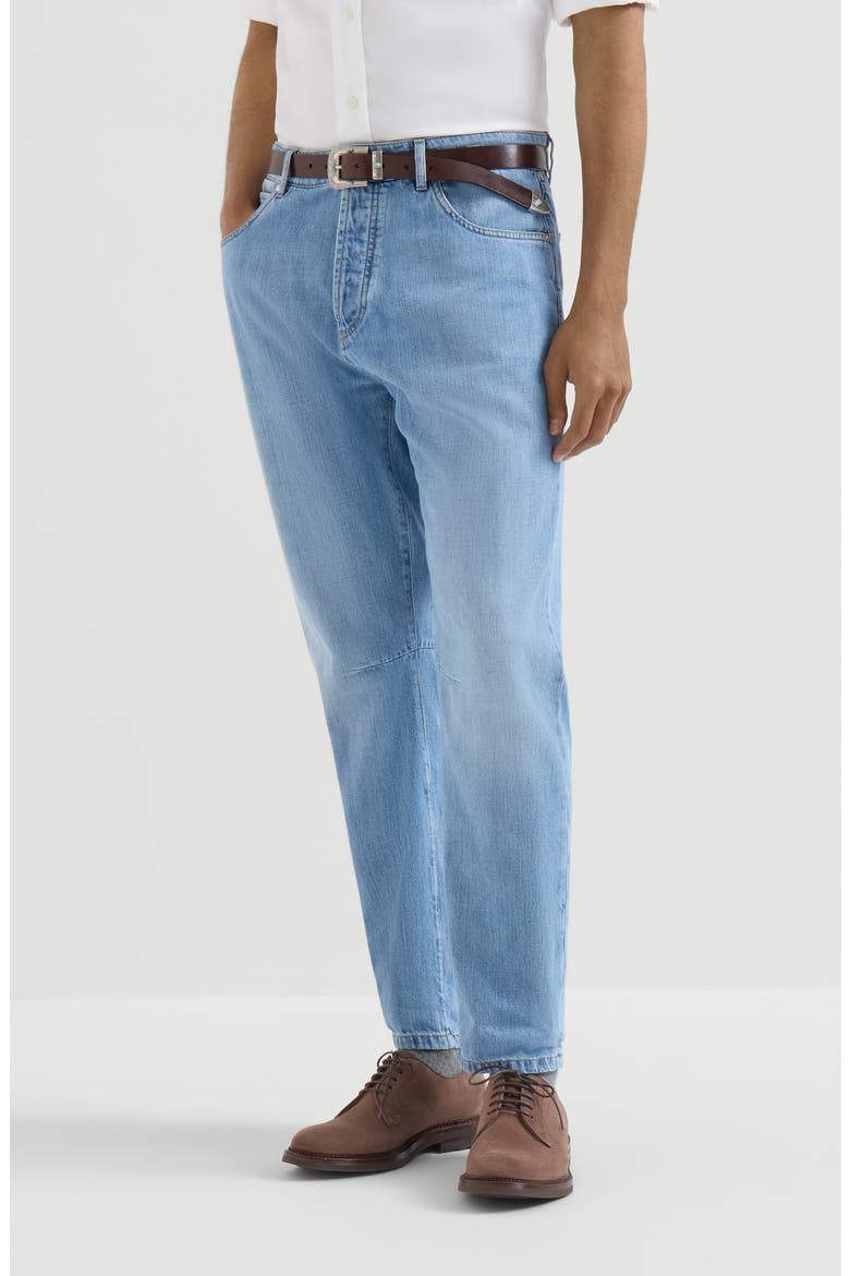 Lightweight denim five-pocket trousers, Main, color, Light Blue Denim