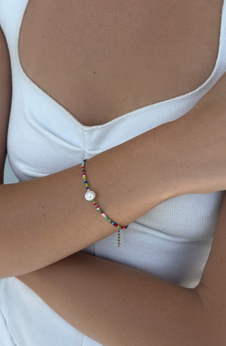 Adornia Freshwater Pearl & Multi Color Bead Bracelet, Alternate, color, Multi