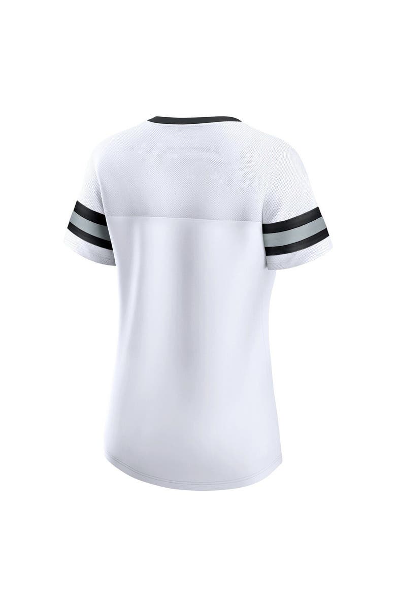 FANATICS Women's Fanatics Branded White Las Vegas Raiders Sunday Best Lace-Up T-Shirt, Alternate, color,