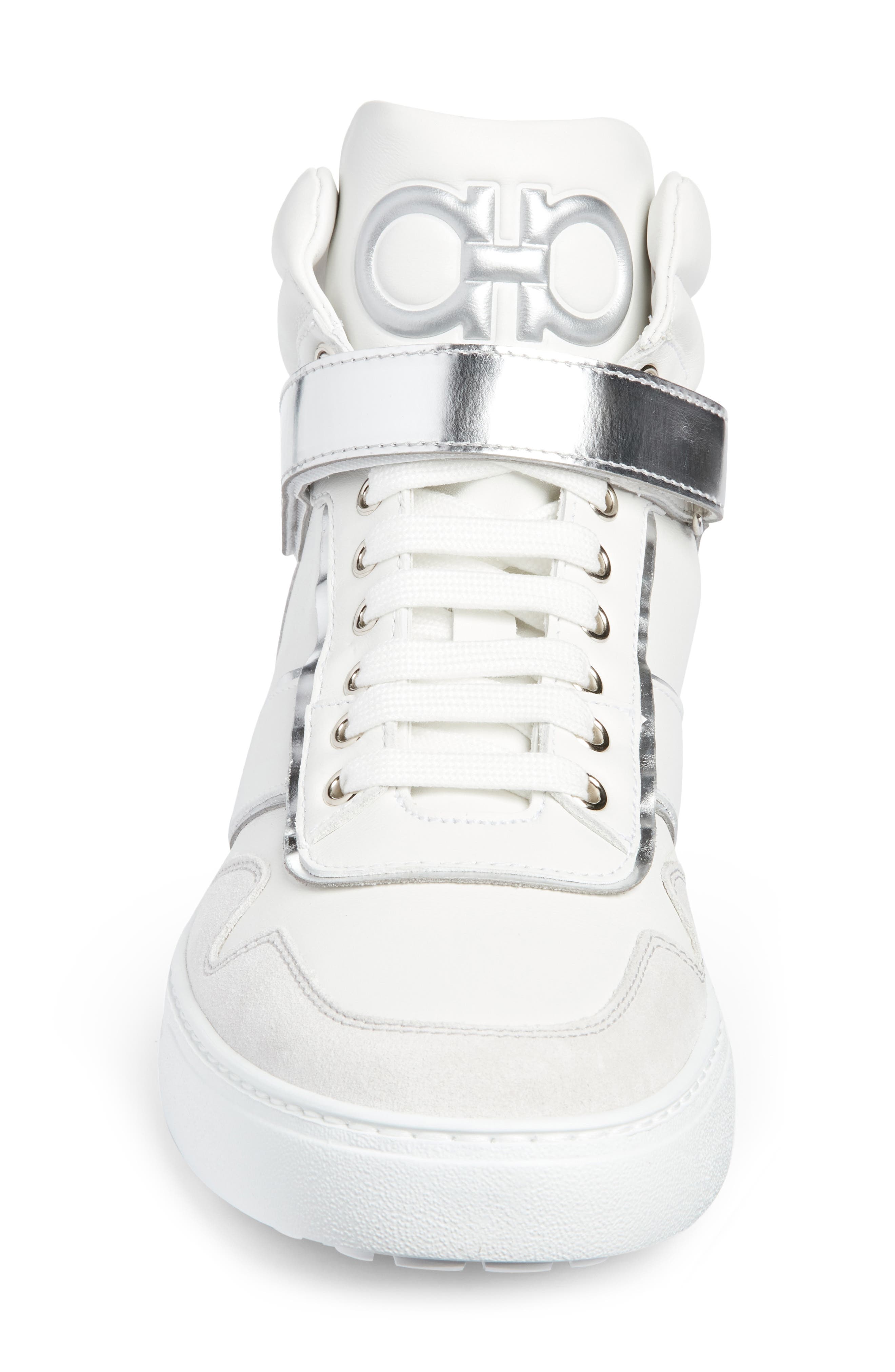 Salvatore Ferragamo Noe High Top Sneaker, Alternate, color, NIKEL