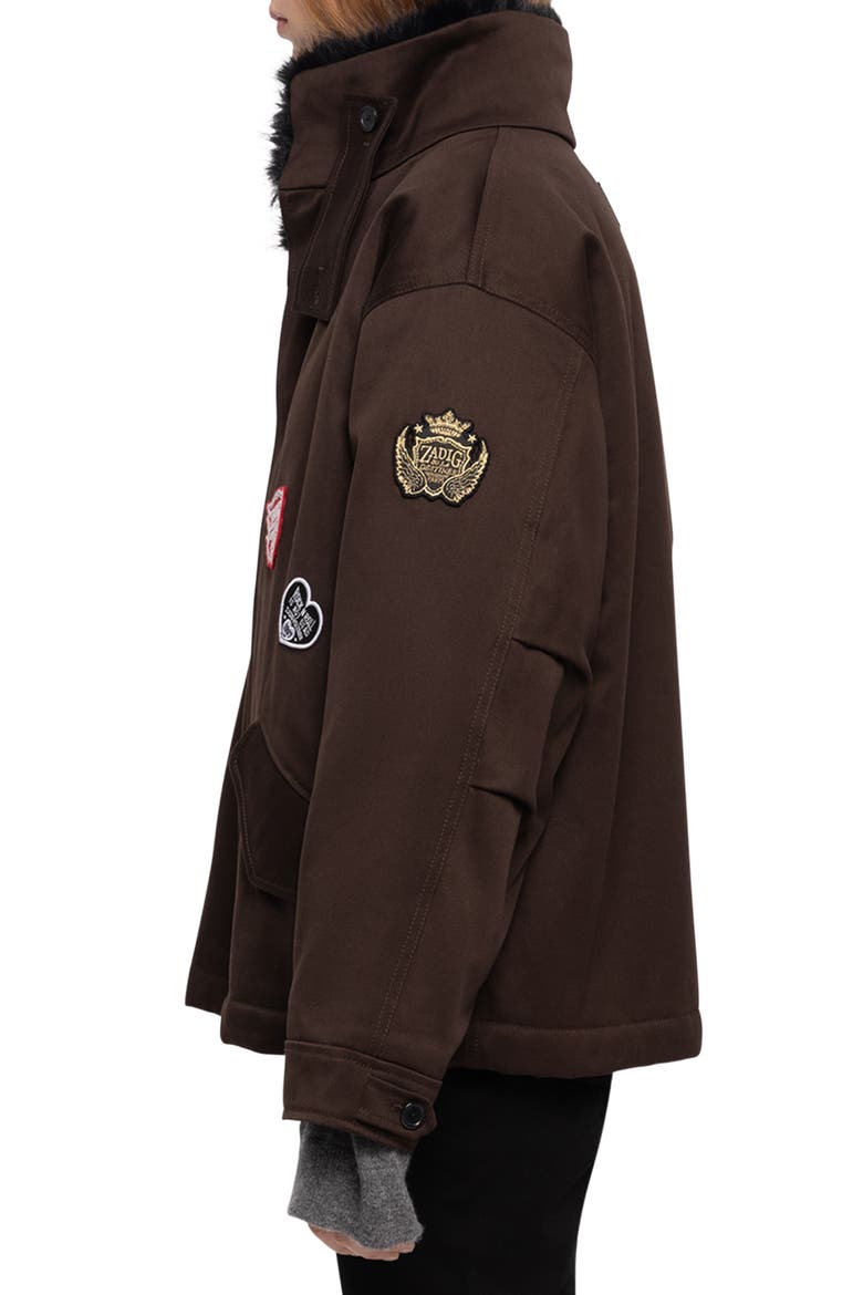 Kadris Cotton Jacket with Faux Fur Lining, Alternate, color, DARK CHOCOLATE