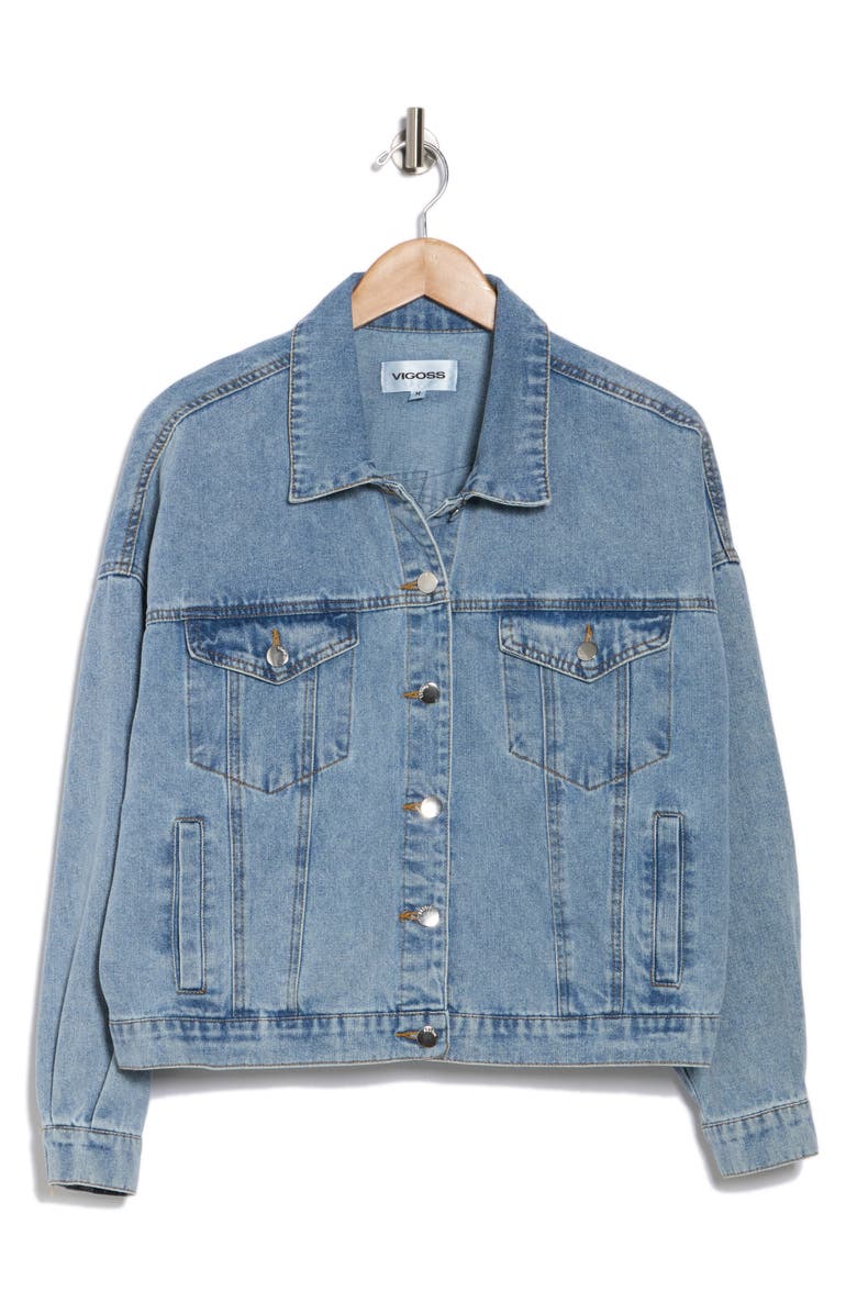Vigoss Bow Denim Jacket, Alternate, color, 