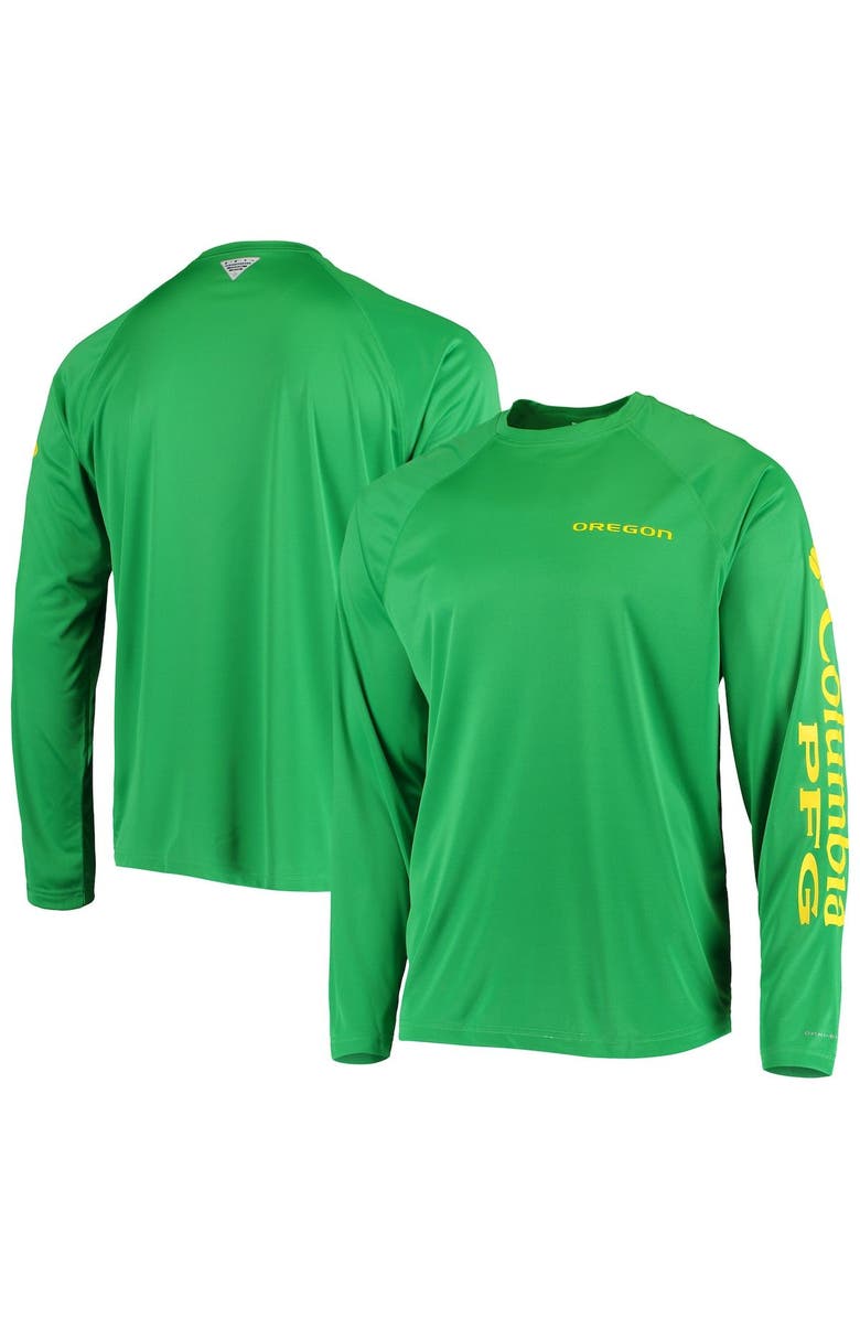 Columbia Men's Columbia Green Oregon Ducks Terminal Tackle Omni-Shade Raglan Long Sleeve T-Shirt, Main, color, Green