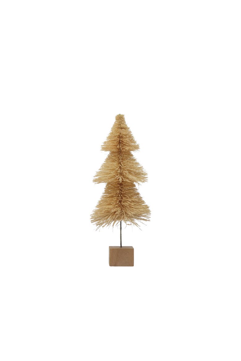 Sisal Bottle Brush Tree with Wood Base, Cream, Main, color, Cream