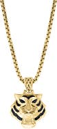 EFFY Men's Black Spinel Tiger Pendant Necklace