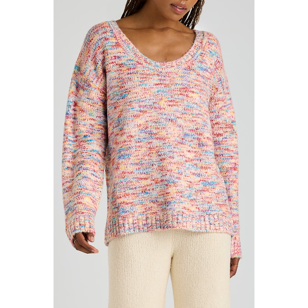 Florence By Mills Open Stitch V-neck Pullover In Pink