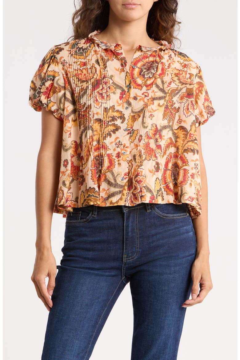 Floral Puff Sleeve Top, Main, color, FANTASY FLORAL PRINT