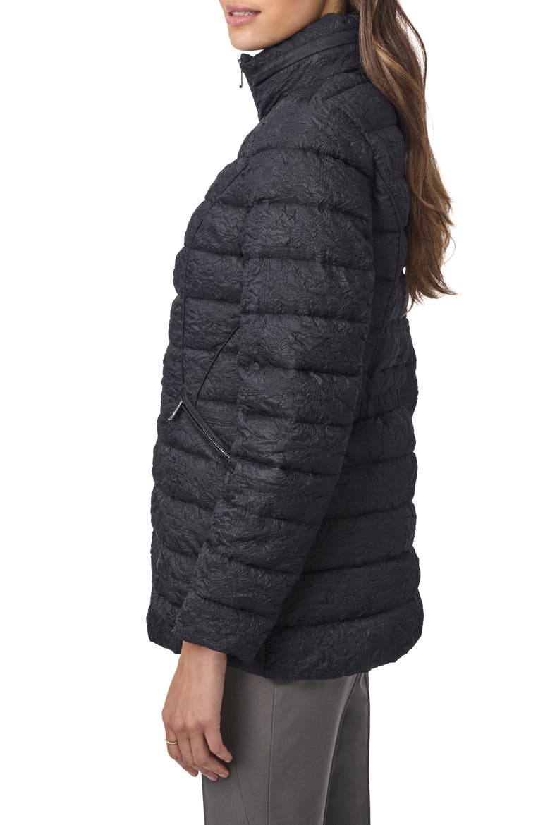 Jacquard Puffer Jacket, Alternate, color, BLACK