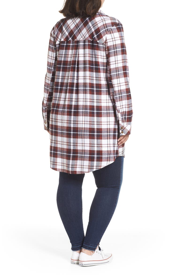 Plaid Flannel Tunic, Alternate, color, IVORY CAMEL PLAID