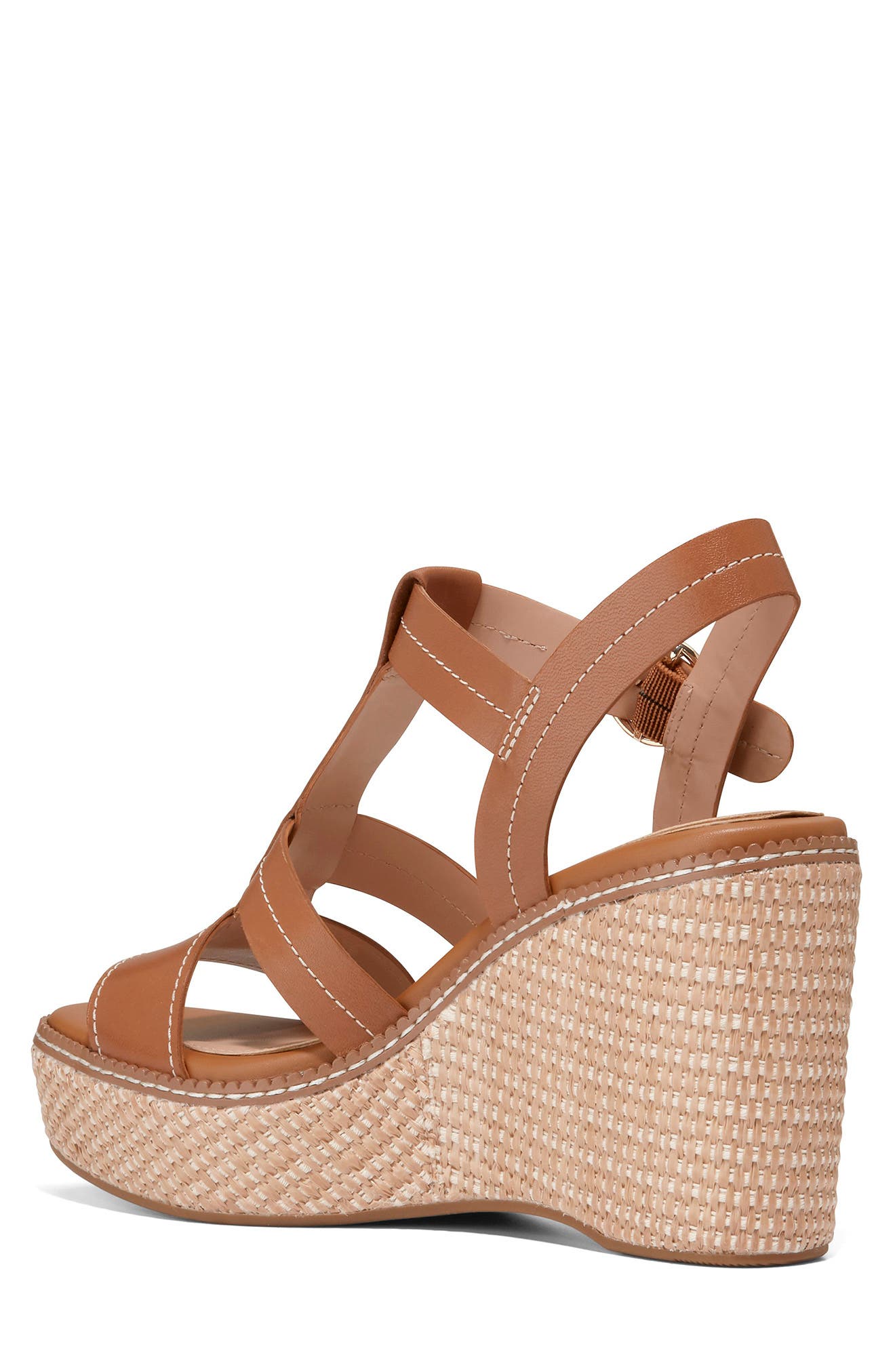 Cloudfeel Espadrille Wedge Sandal, Alternate, color, HONEY LEATHER/ NATURAL ROPE