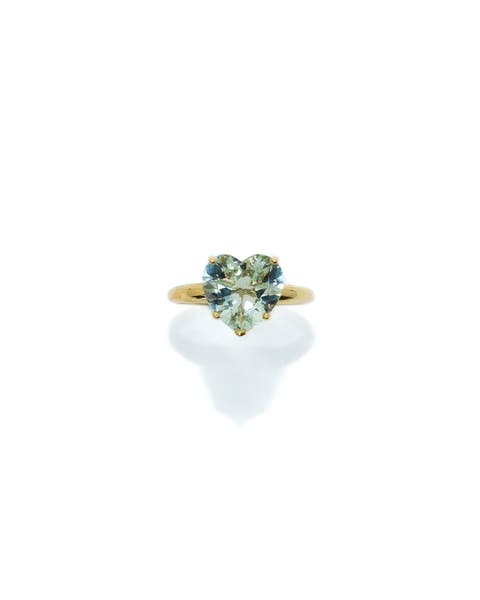 Heart Ring in Green Amethyst