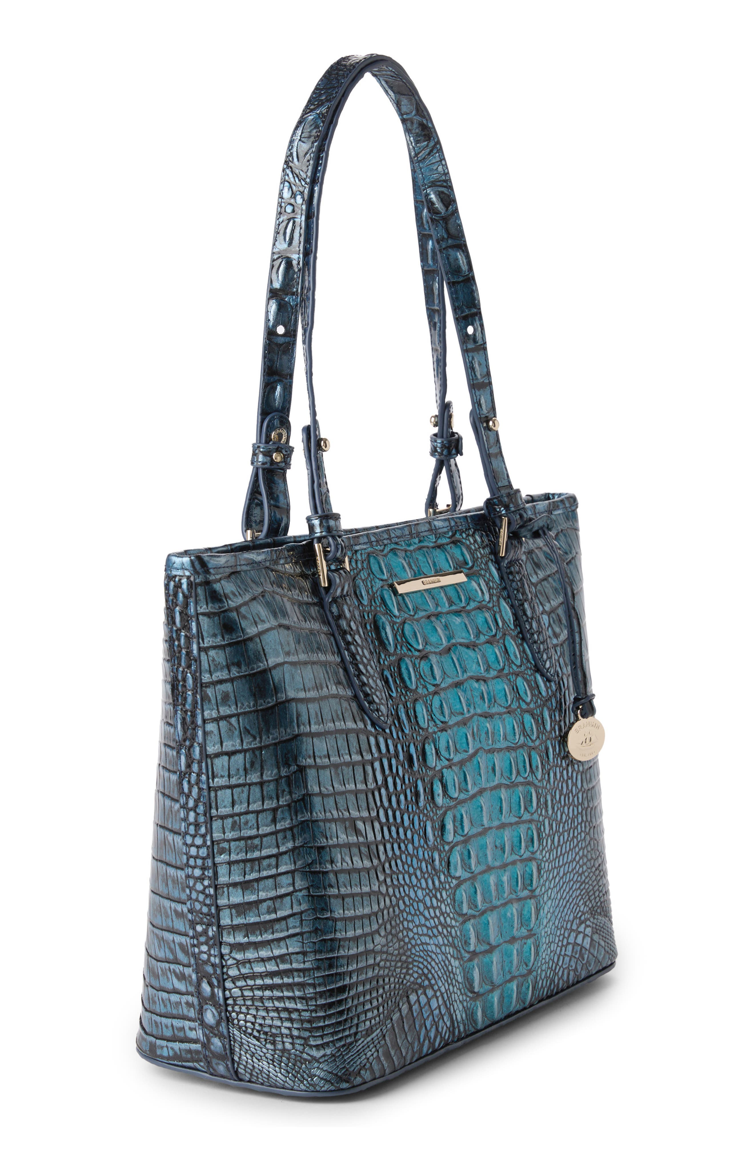 Medium Asher Croc Embossed Leather Tote, Alternate, color, ETERNAL BLUE