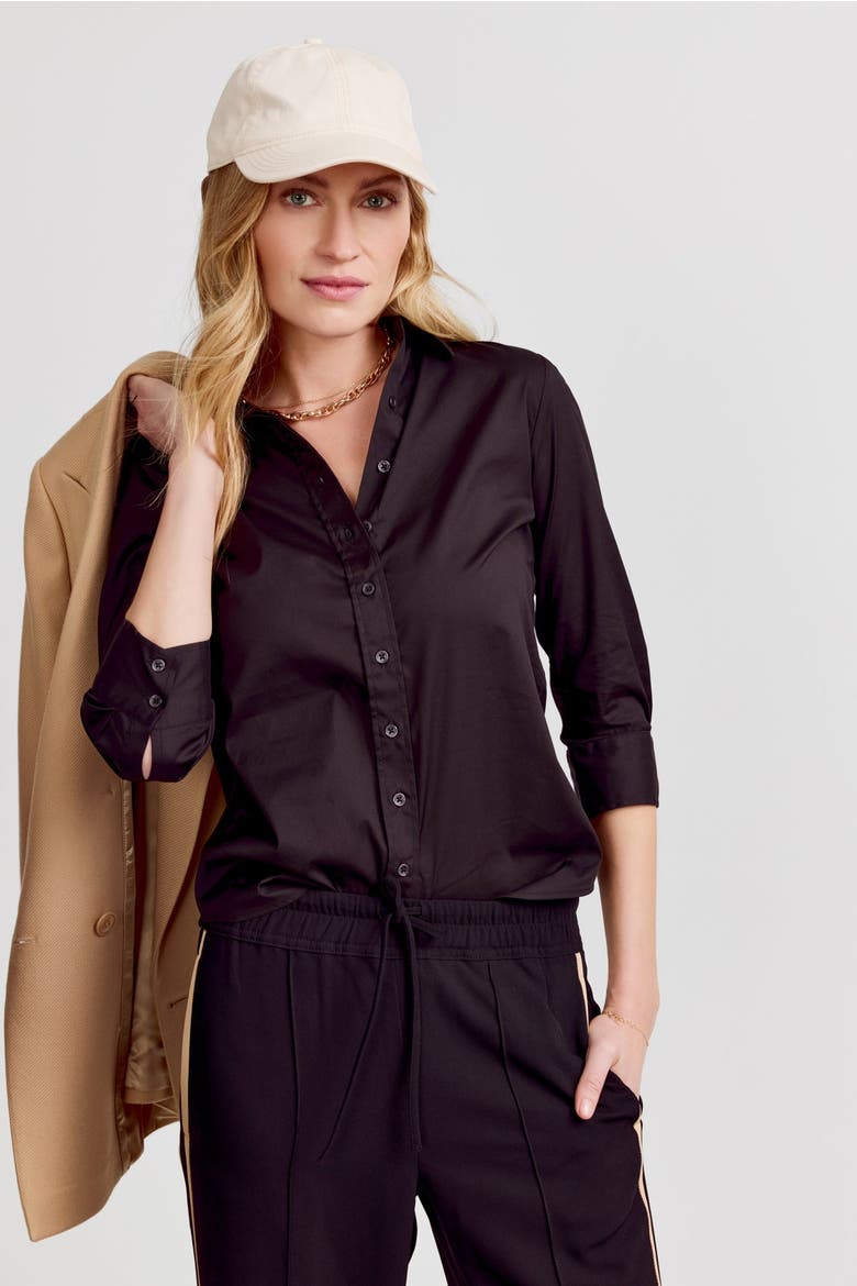 The 3/4 Sleeve Icon Shirt, Main, color, Black