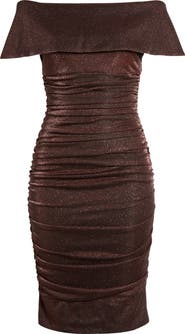 Vince Camuto Metallic Off the Shoulder Cocktail Dress
