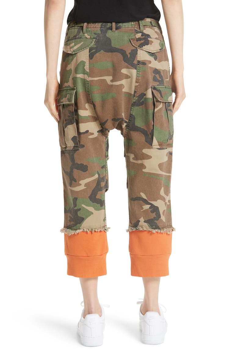 Camo Harem Pants with Sweat Cuffs, Alternate, color, CAMO W/ ORANGE COMBO