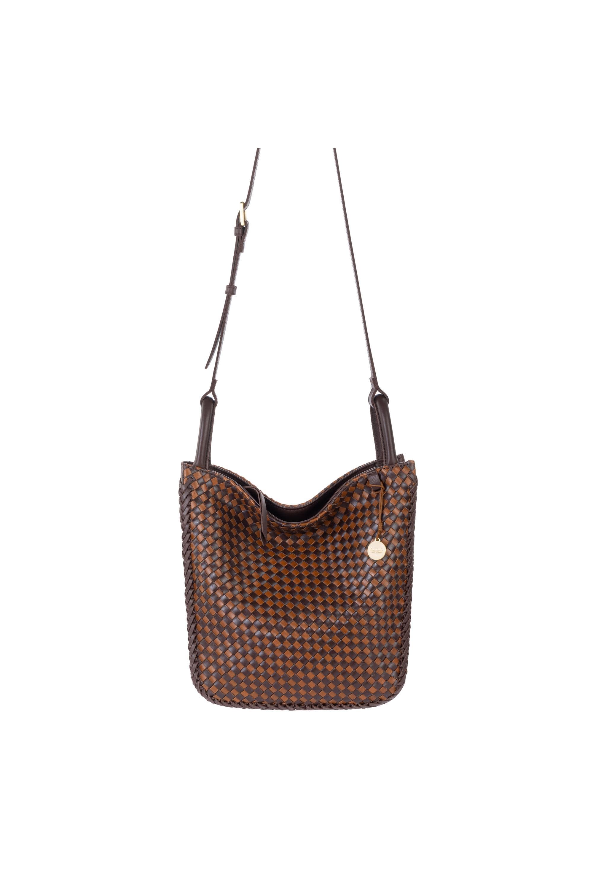 Loz Feliz Crossbody Woven Leather Bag, Alternate, color, Mahogany Cognac Woven