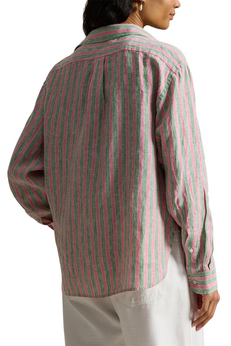Stripe Linen Shirt, Alternate, color, BERRY/ GREEN MULTI