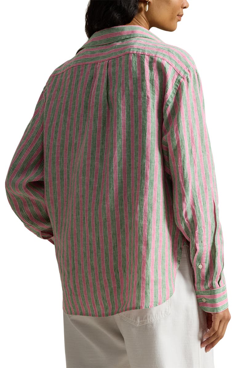 Polo Ralph Lauren Stripe Linen Shirt, Alternate, color, Berry/ Green Multi