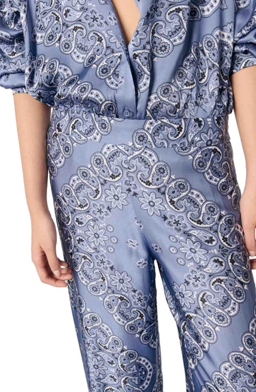 Shop Maje Flowing Patterned Bandana Print Pants In Blue Bandana Print