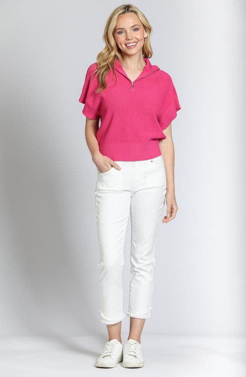 Apny Open Stitch Quarter Zip Sweater In Pink