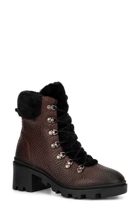 Regina Faux Fur Trimmed Snake Embossed Boot (Women)