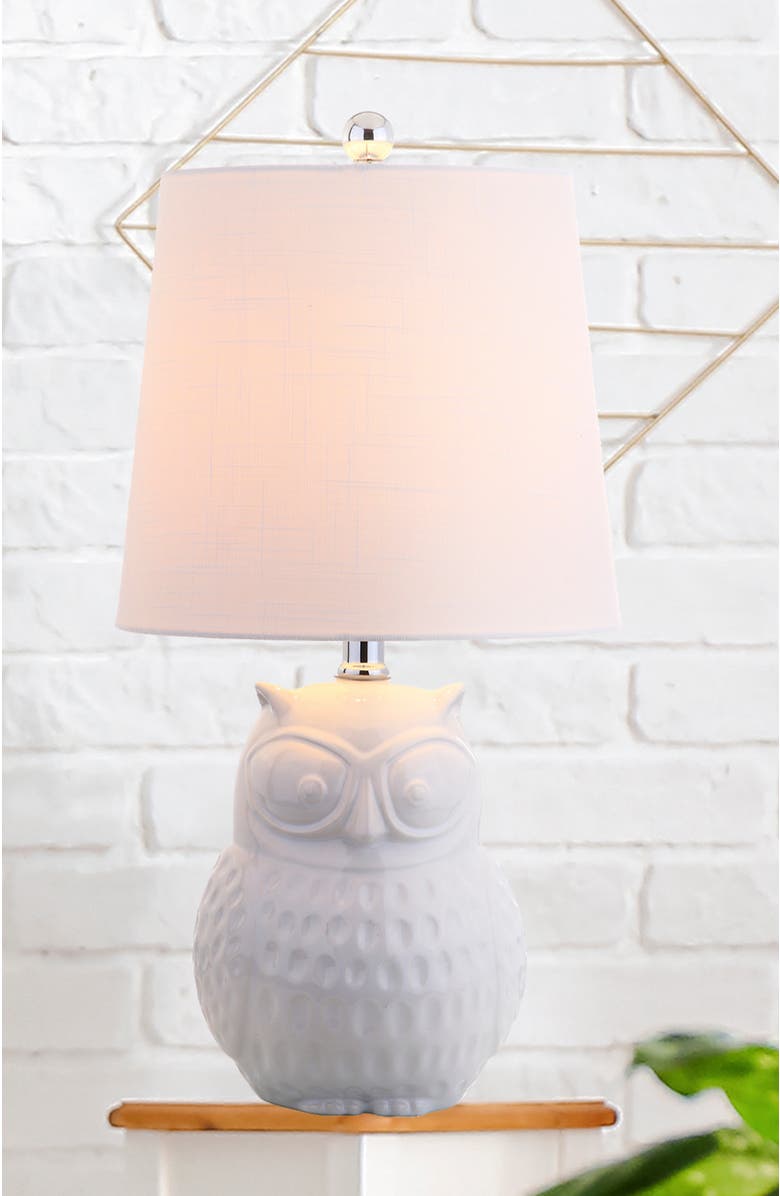JONATHAN Y Hoot Ceramic Mini LED Table Lamp, Alternate, color, White
